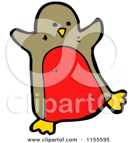 Cartoon of a Red Chested Robin - Royalty Free Vector Illustration by lineartestpilot