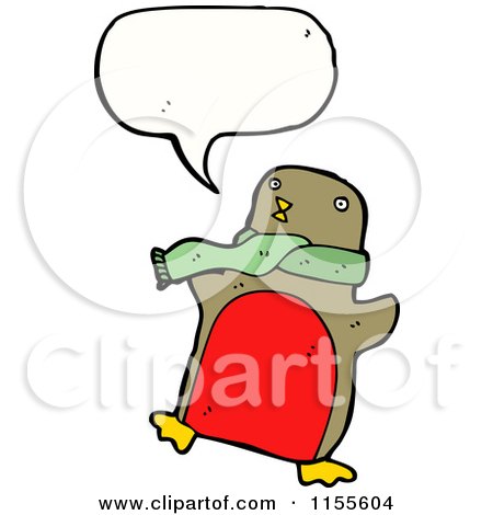 Cartoon of a Talking Robin Wearing a Scarf - Royalty Free Vector Illustration by lineartestpilot