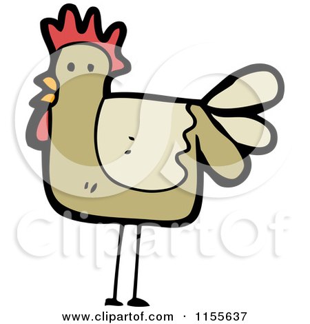 Cartoon of a Brown Chicken - Royalty Free Vector Illustration by lineartestpilot