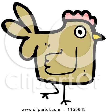 Cartoon of a Brown Chicken - Royalty Free Vector Illustration by lineartestpilot