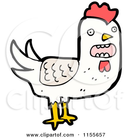 Cartoon of a White Chicken - Royalty Free Vector Illustration by lineartestpilot