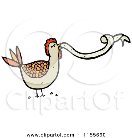 Cartoon of a Brown Chicken with a Ribbon - Royalty Free Vector Illustration by lineartestpilot