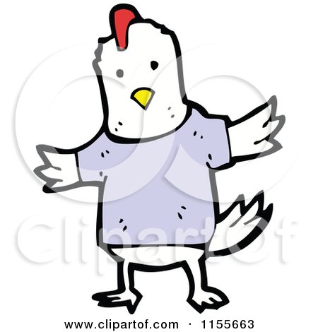 Cartoon of a White Chicken in a Shirt - Royalty Free Vector Illustration by lineartestpilot