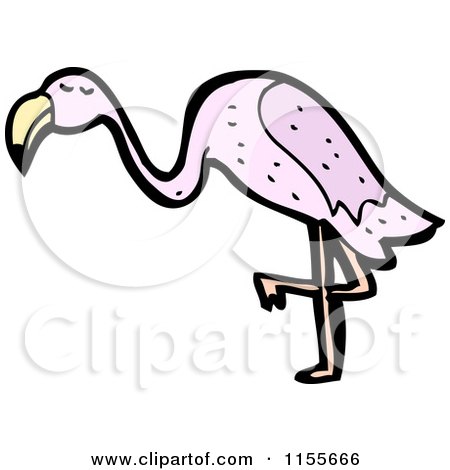 Cartoon of a Pink Flamingo - Royalty Free Vector Illustration by lineartestpilot