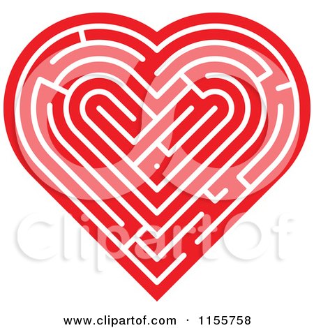 Clipart of a Red Labyrinth Heart - Royalty Free Vector Illustration by Zooco