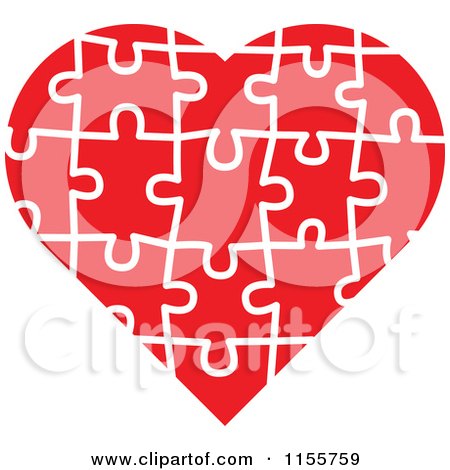 Red Puzzle Heart Posters, Art Prints