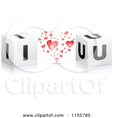 Clipart of 3d Cubes and Hearts Spelling I Heart U - Royalty Free Vector Illustration by Andrei Marincas