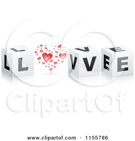 Clipart of 3d Cubes and Hearts Spelling Love - Royalty Free Vector Illustration by Andrei Marincas