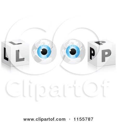 Clipart of 3d Cubes and Eyes Spelling Loop - Royalty Free Vector Illustration by Andrei Marincas