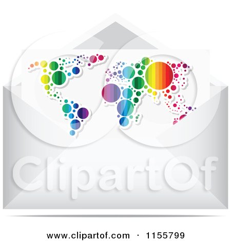 Clipart of a Colorful Map Letter in an Envelope - Royalty Free Vector Illustration by Andrei Marincas