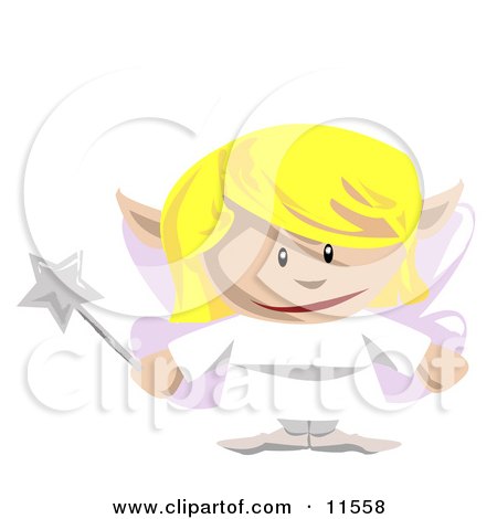Cute Blond Fairy Holding a Magic Wand Clipart Illustration by AtStockIllustration