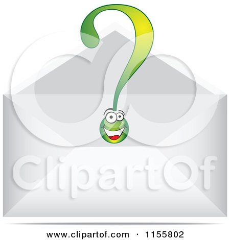 Clipart of a Green Question Mark Character Letter in an Envelope - Royalty Free Vector Illustration by Andrei Marincas
