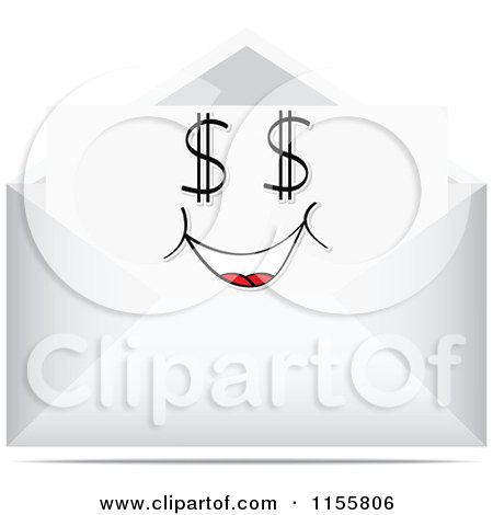 Clipart of a Dollar Face Letter in an Envelope - Royalty Free Vector Illustration by Andrei Marincas
