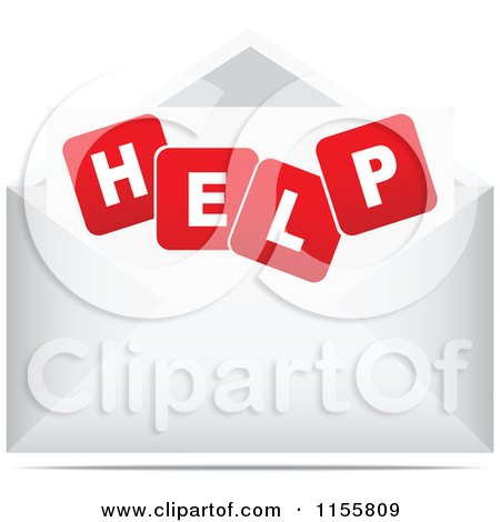 Clipart of a Help Letter in an Envelope - Royalty Free Vector Illustration by Andrei Marincas
