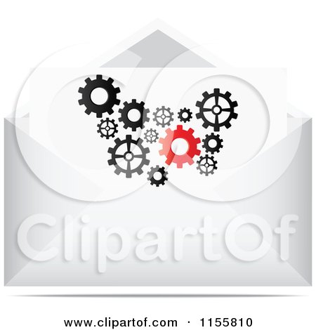 Clipart of a Gear Letter in an Envelope - Royalty Free Vector Illustration by Andrei Marincas