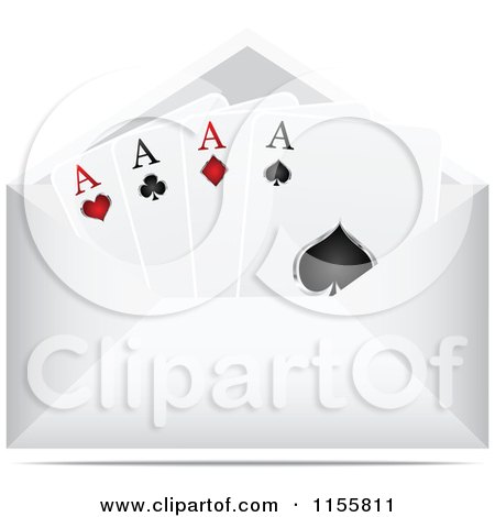 Clipart of a Playing Card Letter in an Envelope - Royalty Free Vector Illustration by Andrei Marincas