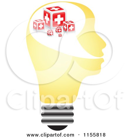 Clipart of a Yellow Lightbulb Head with Help Boxes - Royalty Free Vector Illustration by Andrei Marincas