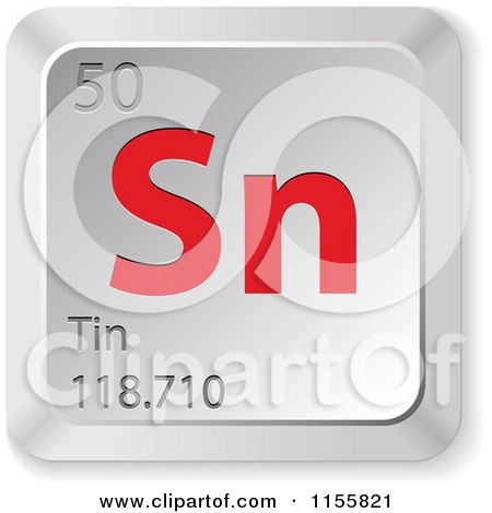 Clipart of a 3d Red and Silver Tin Chemical Element Keyboard Button - Royalty Free Vector Illustration by Andrei Marincas