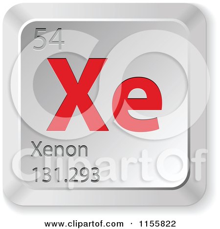 Clipart of a 3d Red and Silver Xenon Chemical Element Keyboard Button - Royalty Free Vector Illustration by Andrei Marincas
