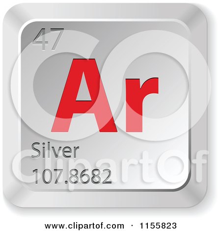 Clipart of a 3d Red and Silver Silver Chemical Element Keyboard Button - Royalty Free Vector Illustration by Andrei Marincas