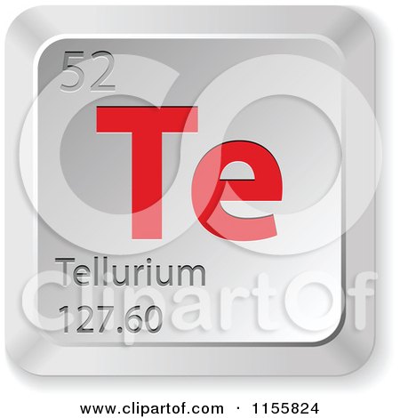 Clipart of a 3d Red and Silver Tellurium Chemical Element Keyboard Button - Royalty Free Vector Illustration by Andrei Marincas
