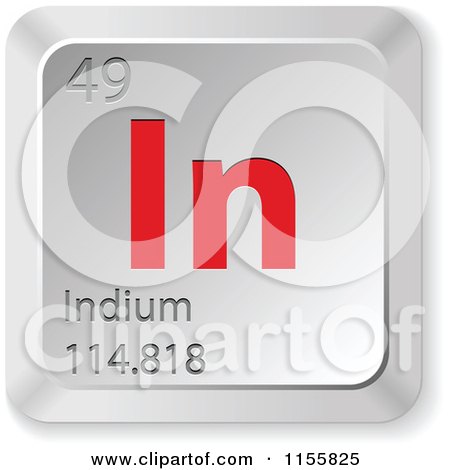 Clipart of a 3d Red and Silver Indium Chemical Element Keyboard Button - Royalty Free Vector Illustration by Andrei Marincas