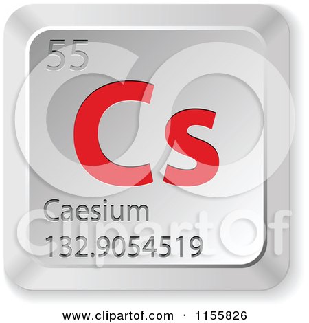 Clipart of a 3d Red and Silver Caesium Chemical Element Keyboard Button - Royalty Free Vector Illustration by Andrei Marincas