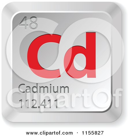 Clipart of a 3d Red and Silver Cadmium Chemical Element Keyboard Button - Royalty Free Vector Illustration by Andrei Marincas