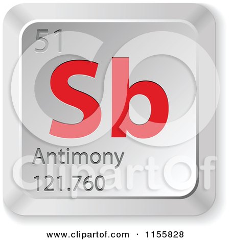 Clipart of a 3d Red and Silver Antimony Chemical Element Keyboard Button - Royalty Free Vector Illustration by Andrei Marincas