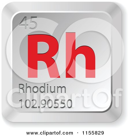 Clipart of a 3d Red and Silver Rhodium Chemical Element Keyboard Button - Royalty Free Vector Illustration by Andrei Marincas