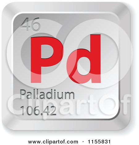 Clipart of a 3d Red and Silver Palladium Chemical Element Keyboard Button - Royalty Free Vector Illustration by Andrei Marincas
