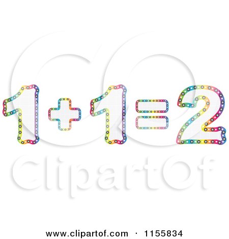 Clipart of a Colorful Light Math Equation of One Plus One Equals Two - Royalty Free Vector Illustration by Andrei Marincas