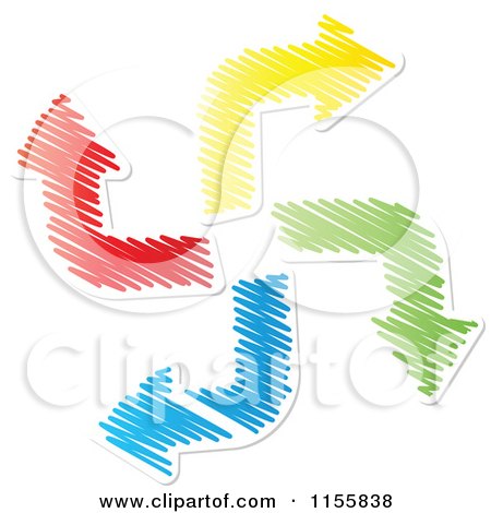 Clipart of a Spiral of Colorful Scribbled Arrows - Royalty Free Vector Illustration by Andrei Marincas