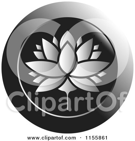 Clipart of a Silver Lotus Water Lily Flower Icon - Royalty Free Vector Illustration by Lal Perera