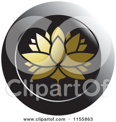 Clipart of a Gold Lotus Water Lily Flower Icon - Royalty Free Vector Illustration by Lal Perera