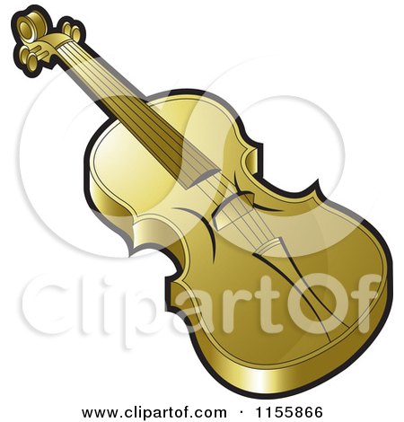 Clipart of a Gold Violin - Royalty Free Vector Illustration by Lal Perera