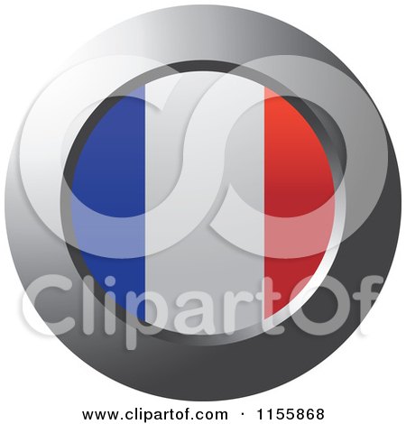 Clipart of a Chrome Ring and France Flag Icon - Royalty Free Vector Illustration by Lal Perera