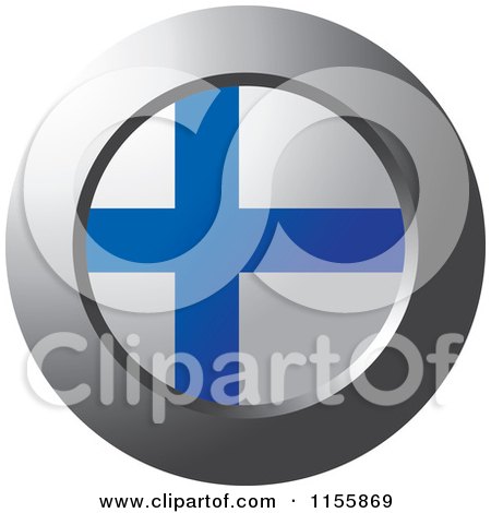 Clipart of a Chrome Ring and Finland Flag Icon - Royalty Free Vector Illustration by Lal Perera
