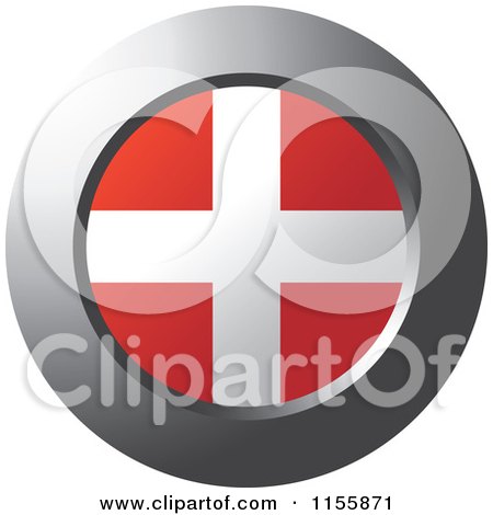 Clipart of a Chrome Ring and Denmark Flag Icon - Royalty Free Vector Illustration by Lal Perera
