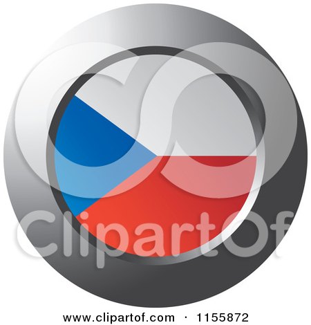 Clipart of a Chrome Ring and Czech Flag Icon - Royalty Free Vector Illustration by Lal Perera