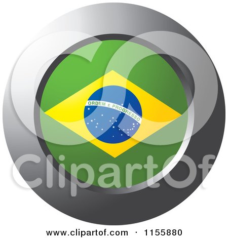 Clipart of a Chrome Ring and Brazilian Flag Icon - Royalty Free Vector Illustration by Lal Perera