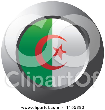 Clipart of a Chrome Ring and Algerian Flag Icon - Royalty Free Vector Illustration by Lal Perera