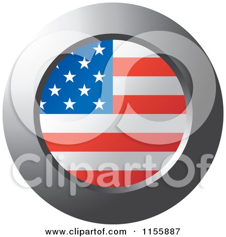 Clipart of a Chrome Ring and American Flag Icon - Royalty Free Vector Illustration by Lal Perera