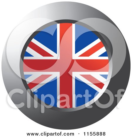 Clipart of a Chrome Ring and UK Flag Icon - Royalty Free Vector Illustration by Lal Perera