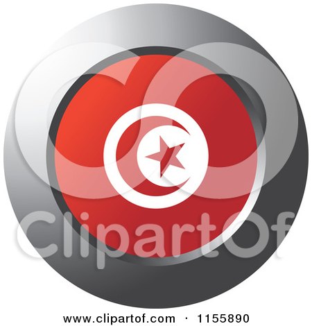 Clipart of a Chrome Ring and Tunisia Flag Icon - Royalty Free Vector Illustration by Lal Perera
