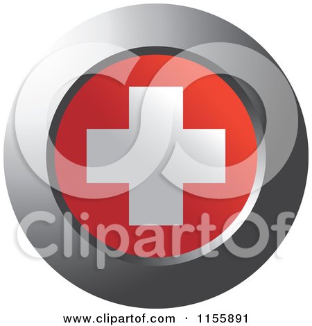 Clipart of a Chrome Ring and Switzerland Flag Icon - Royalty Free Vector Illustration by Lal Perera