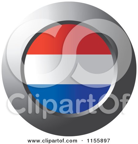 Clipart of a Chrome Ring and Netherlands Flag Icon - Royalty Free Vector Illustration by Lal Perera