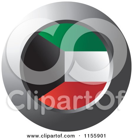 Clipart of a Chrome Ring and Kuwait Flag Icon - Royalty Free Vector Illustration by Lal Perera