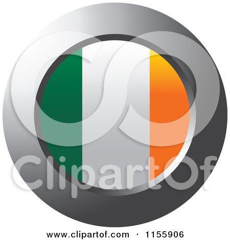 Clipart of a Chrome Ring and Ireland Flag Icon - Royalty Free Vector Illustration by Lal Perera