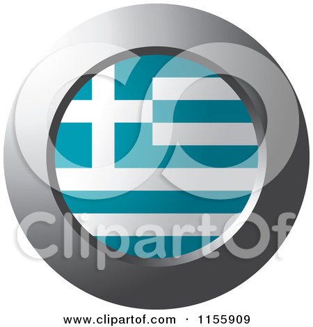 Clipart of a Chrome Ring and Greece Flag Icon - Royalty Free Vector Illustration by Lal Perera